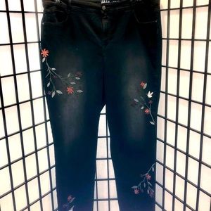 Black Embroidered Jeans.  Size - 18W.  Great condition.
